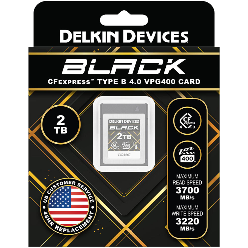Delkin Devices 2TB BLACK CFexpress Type B 4.0 Memory Card Packaging
