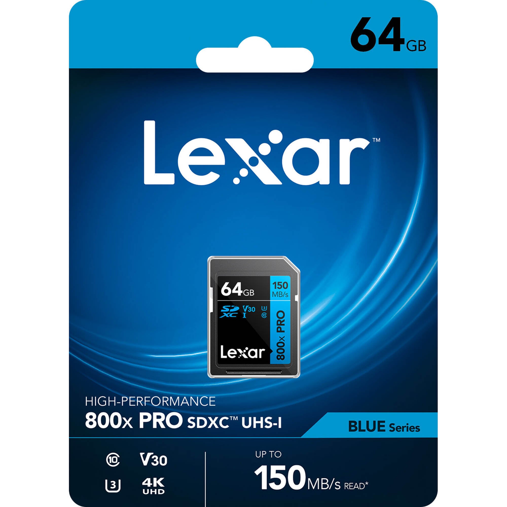 Lexar 64GB High-Performance 800x PRO UHS-I SDXC Memory Card in Packaging