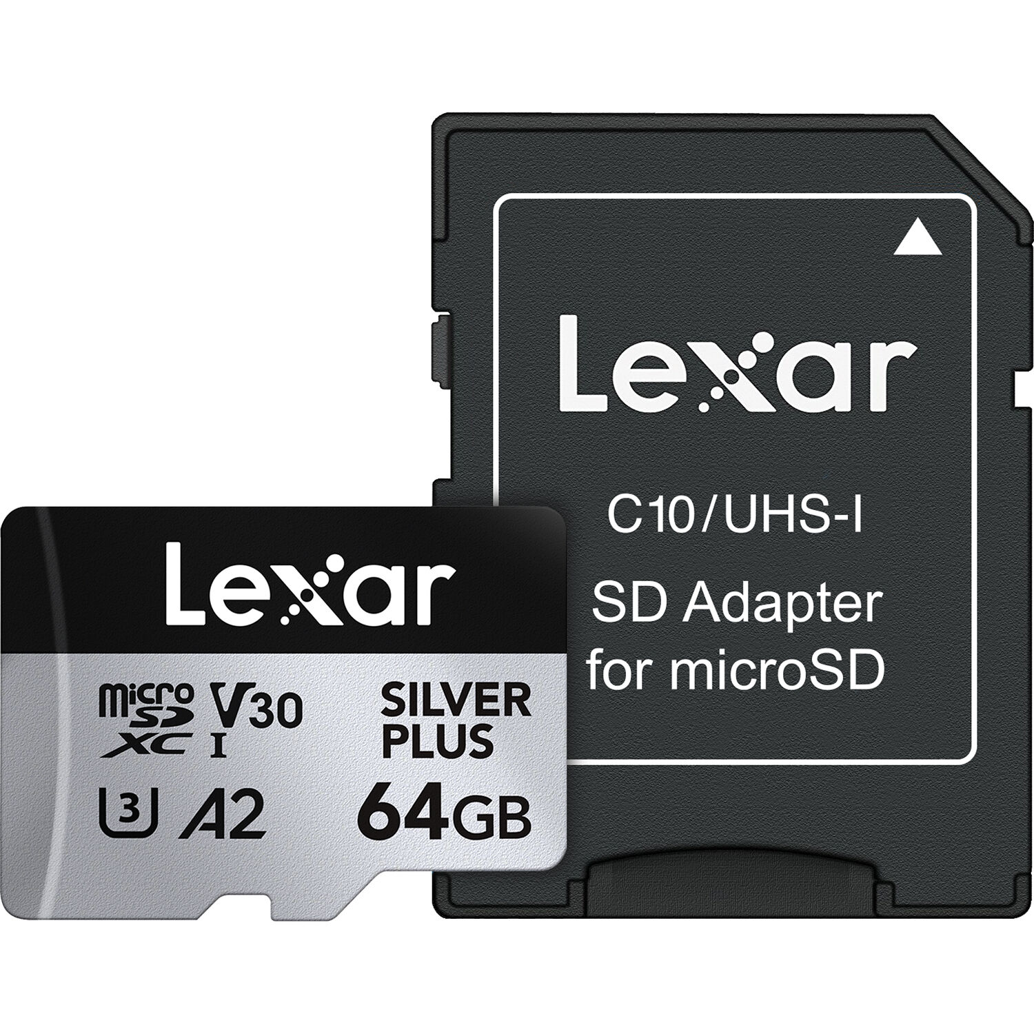 Lexar 64GB Professional SILVER PLUS UHS-I microSDXC Memory Card with SD Adapter