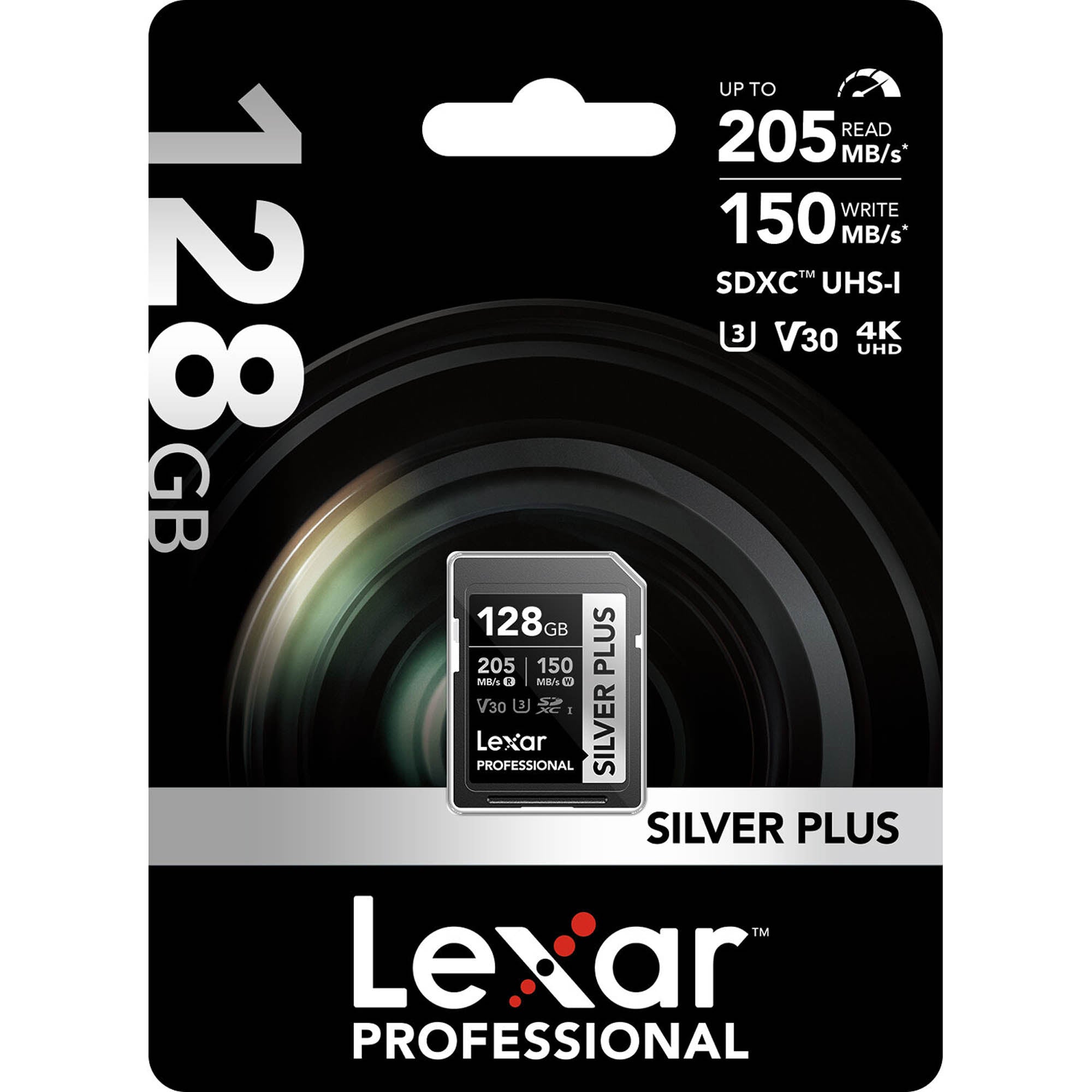 Lexar 128GB Professional SILVER PLUS UHS-I SDXC Memory Card in Packaging