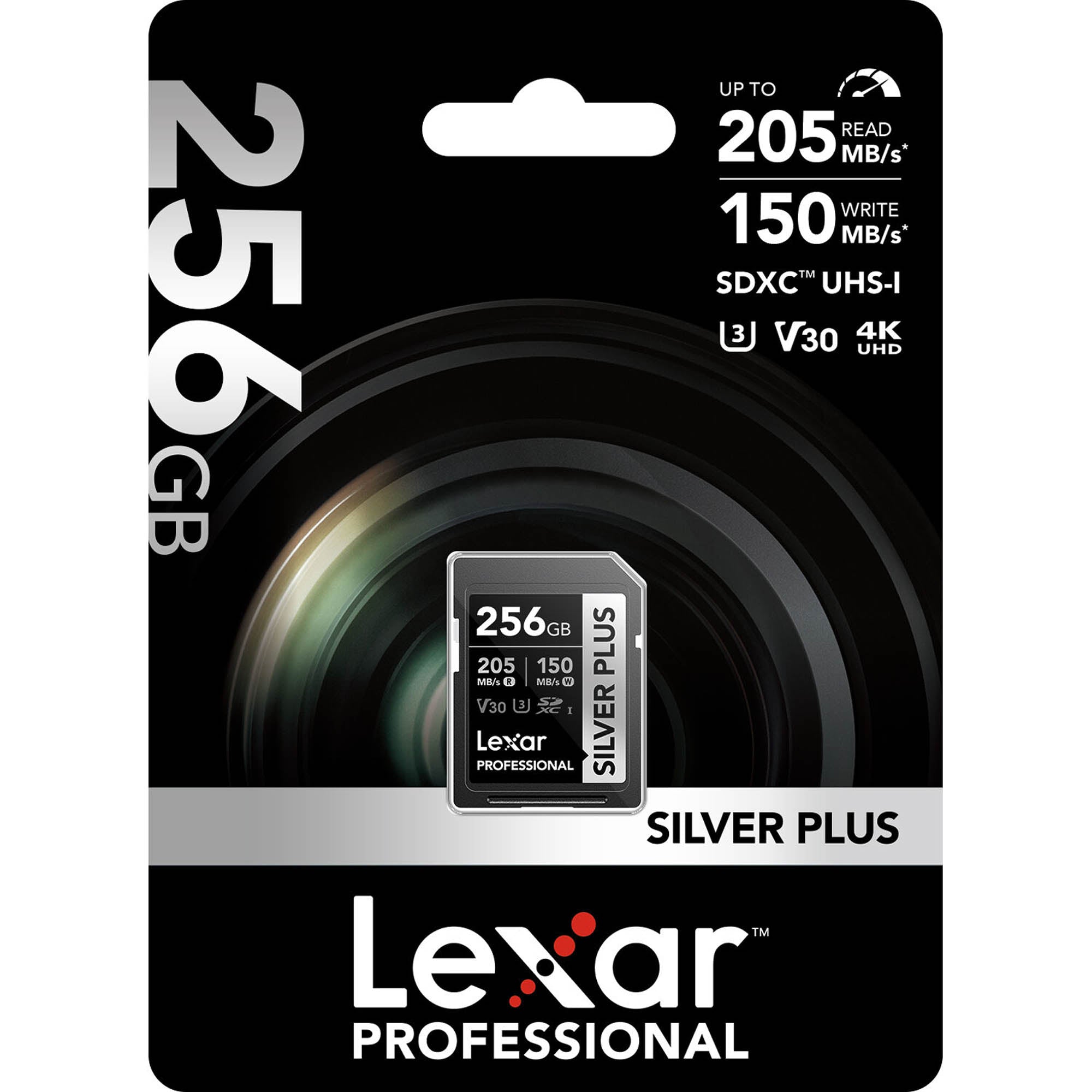 Lexar 256GB Professional SILVER PLUS UHS-I SDXC Memory Card in Packaging
