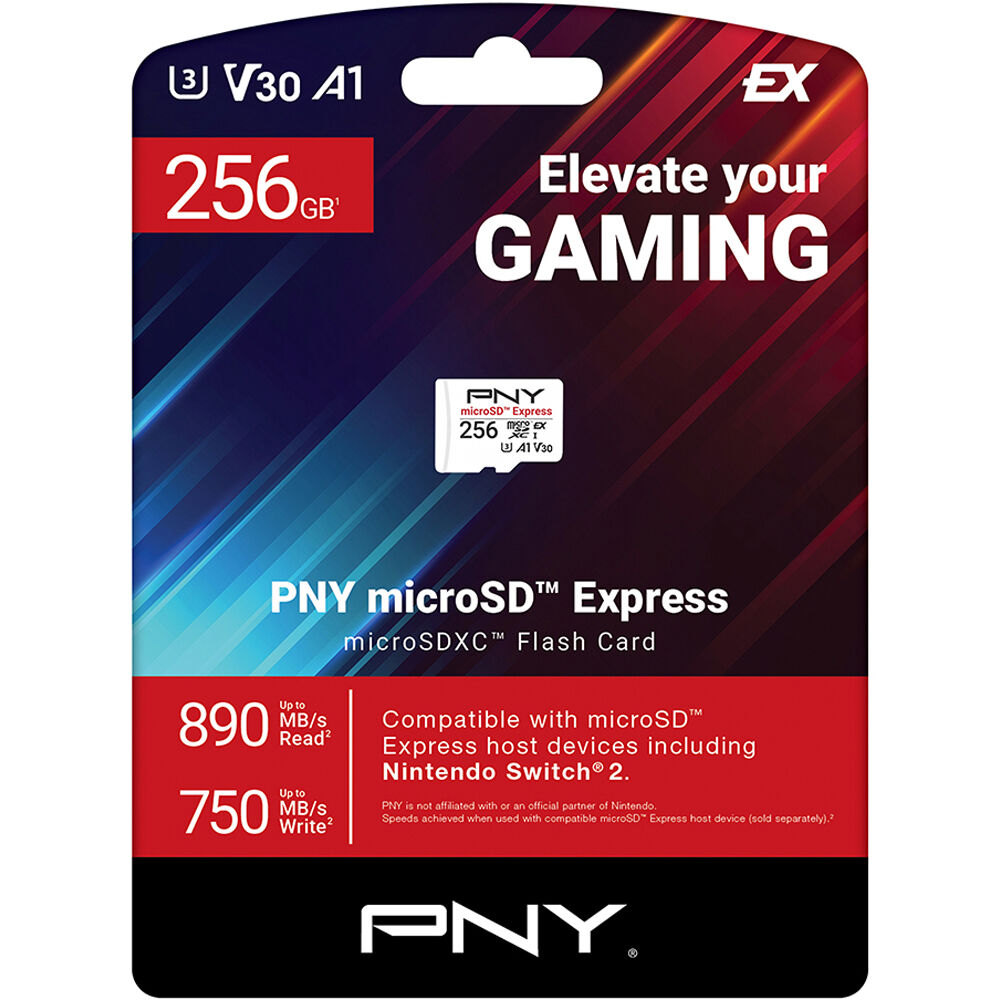 PNY 256GB microSD Express Memory Card in Packaging