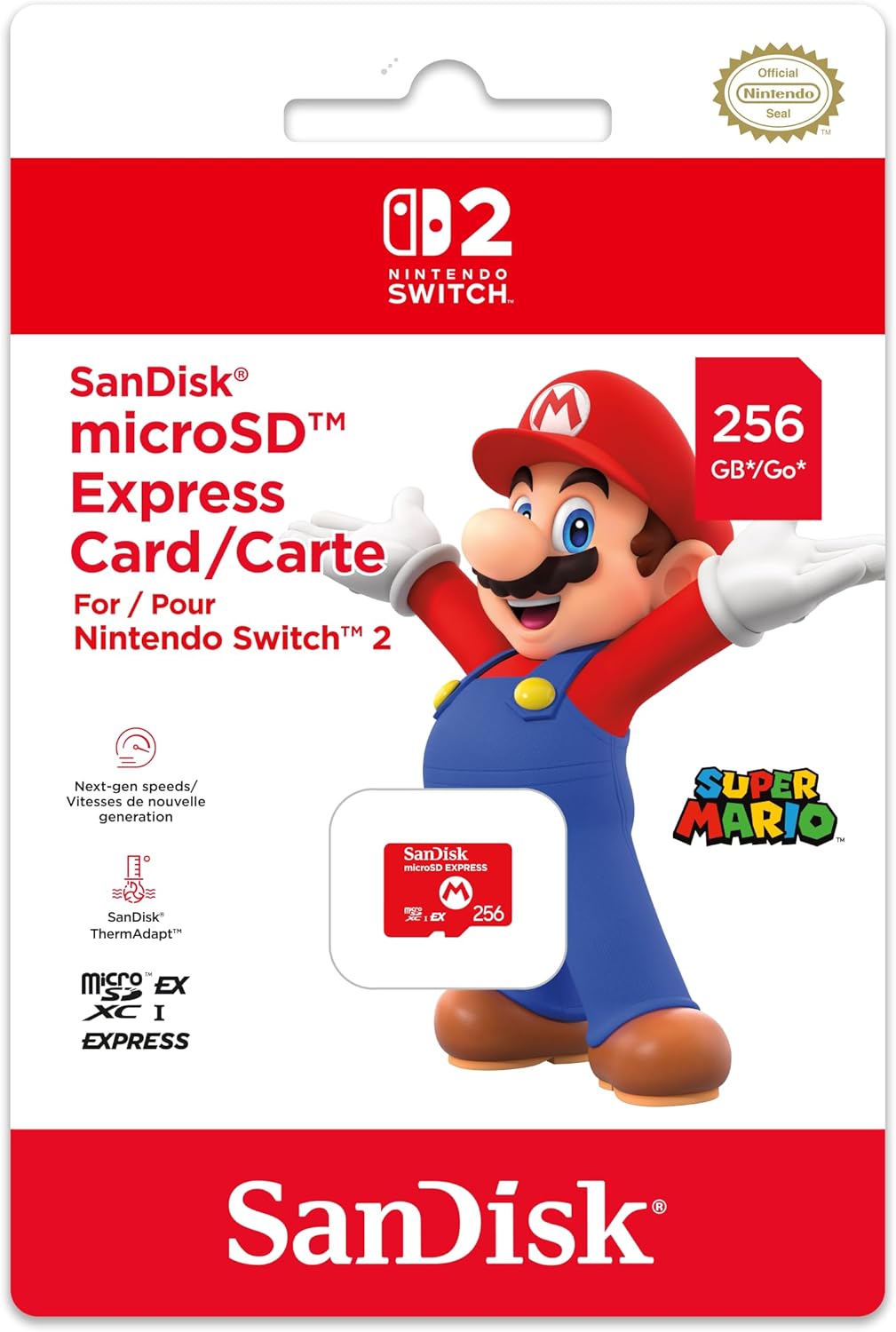 SanDisk microSD Express Card 256GB for Nintendo Switch 2 in Packaging
